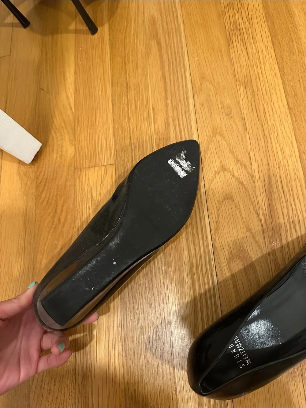 Stuart Weitzman Black Patent Pointed-Toe Flats
